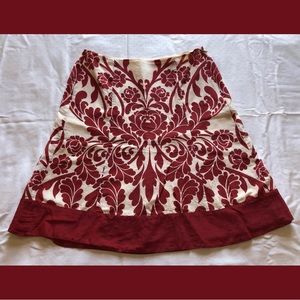 RED AND TAN ORNAMENTAL FLORAL PRINT SKIRT